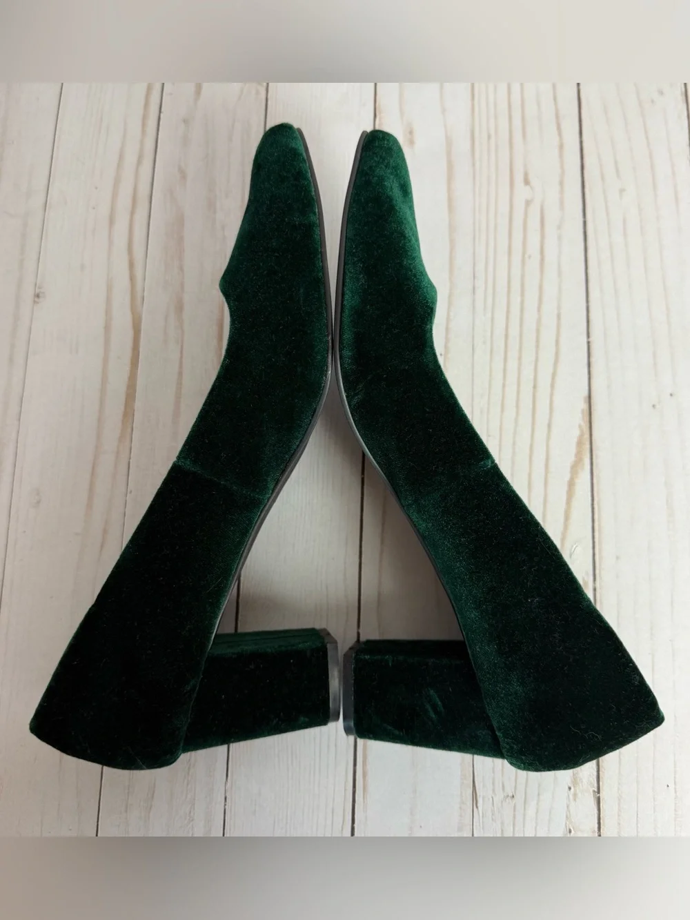 Eloquii Emerald Dark Green Velvet Block Heel Pumps Christmas Holidays